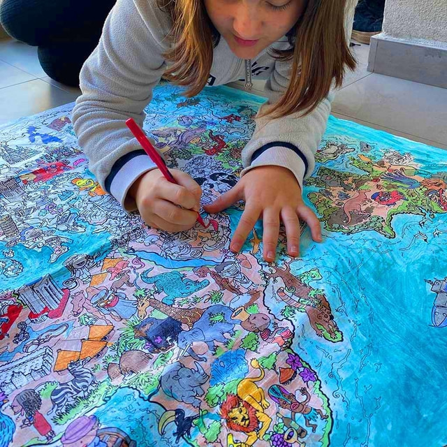Mapa para colorear Mapamundi - Tesintesan