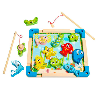 Juego de pesca con imán de madera